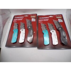 2 Packs Husky 3-Pack Folding Utility Knives Lock-back Textured Grip 1013 957 641